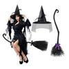 Halloween Witch Cosplay Set Witch Broomstick Witch Hats Pointed Witch Hats Flying Broomstick for Theme Party