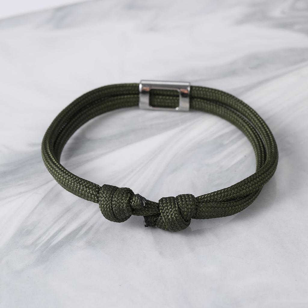 GEMCHIC Women's Adjustable Colorful Rope Bracelet with 18K Titanium Steel Bar, Engravable Personalized Unisex Fashion Wristband