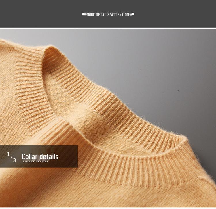 Men's Round Neck Cashmere Sweater - Business Casual, Loose Fit, Autumn Winter Knitwear