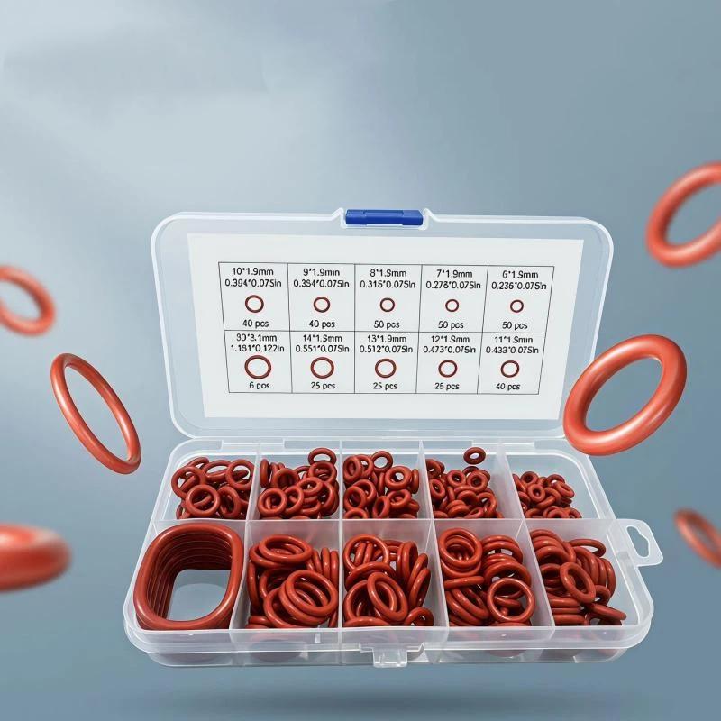 Silicone O Ring Assortment Set 351Pcs Heat Resistant Waterproof Sealer for Car Auto Repair Work