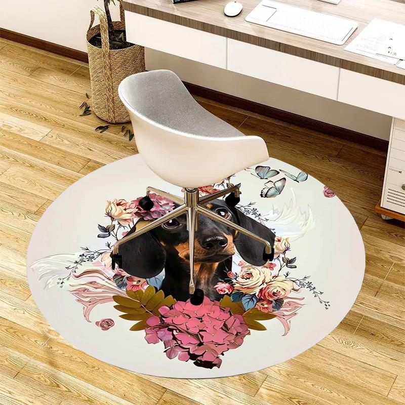 1pc Office Carpet Chair Mats Floral Dachshund with Butterflies Perfect for Decorating Office Chairs, Living Rooms, Or Bedrooms