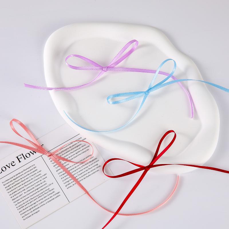 3Mm Thin Ribbon Balloon 1Roll Colorful Rope Ribbon Double-Sided Ribbon Party Card Gift Decoration Diy Packaging Hair Accessories