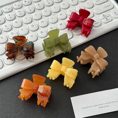 Korean New Fashion 3.8cm Small Bow Hair Clip Delicate High Grade Acetic Acid Ponytail Hair Clip Hair Accessories