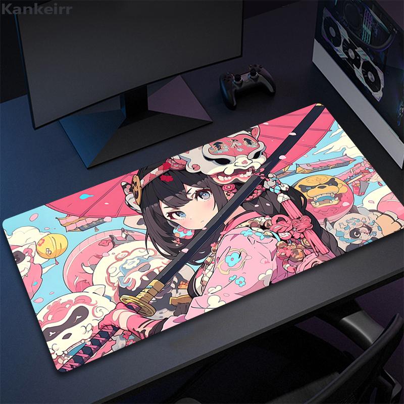 Anime Girls Cute Pink Mousepad Large Computer Gaming Accessories xcm Gamer Professional Premium Mouse Mat Kawaii Desk Mats