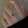 Black Fashionable Zirconia Heart Ring Adjustable Open Size Alloy Electroplated
