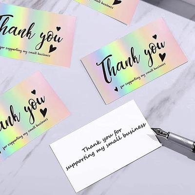 30/50pcs Thank You Cards For Small Business Colorful Laser Paper Thank You For Your Order "Beyond Grateful" Cards