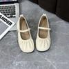 Gentle Small Fragrant Wind Shallow Mouth Mary Jane Shoes Summer Word with Sandals 2025 New Pleated Flat-bottomed Work Shoes