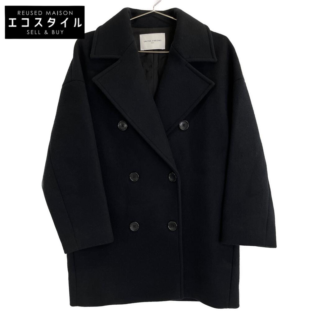 UNITED ARROWS Black UWSC Melton P-Coat coat 34 blackUsed