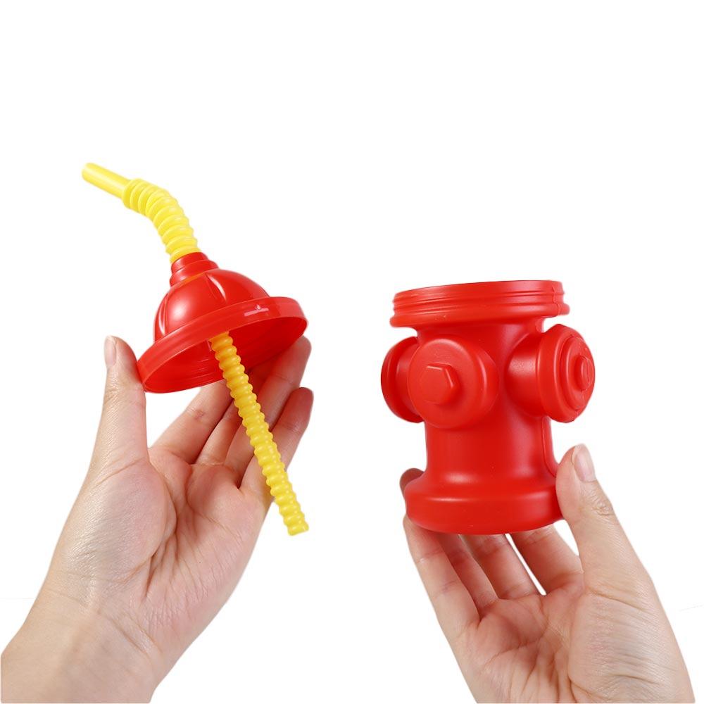 Red Fire Hydrant Water Cup Novelty Party Supplies Creative Fire Hydrant Straw Cup  Boys