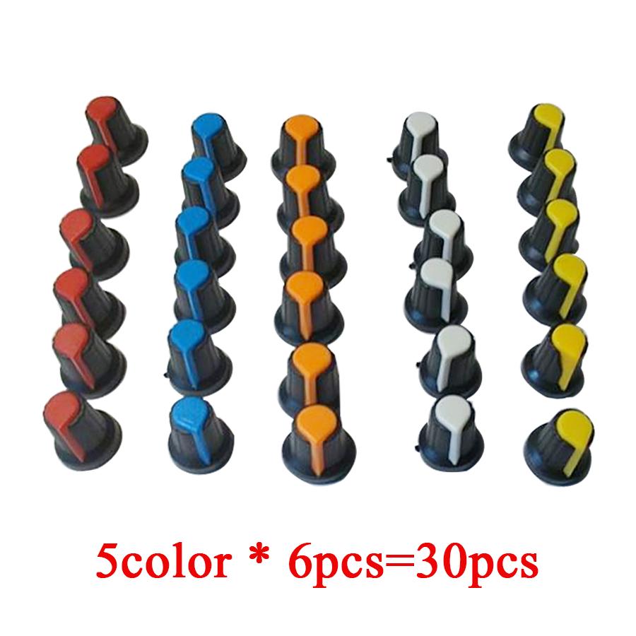 30PCS WH148 Potentiometer Knob Kit AG2 AG3 Plastic Knobs Cap Red Yellow Blue Green White Orange