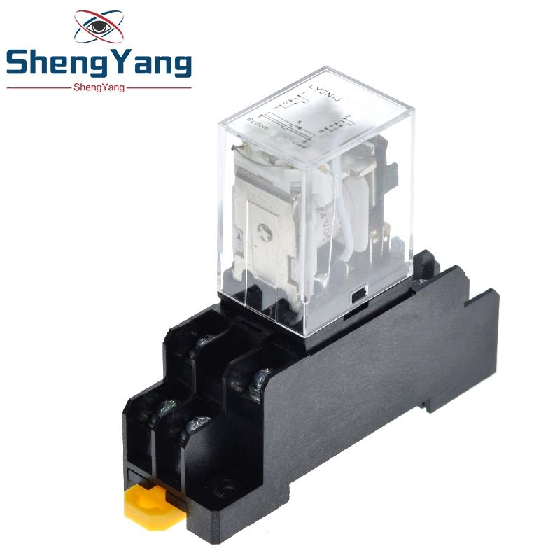 TZT 1/2PCS 12V 24V DC 110V 220V AC Coil Power Relay Module LY2NJ DPDT 8 Pin HH62P JQX-13F With Socket Base OK