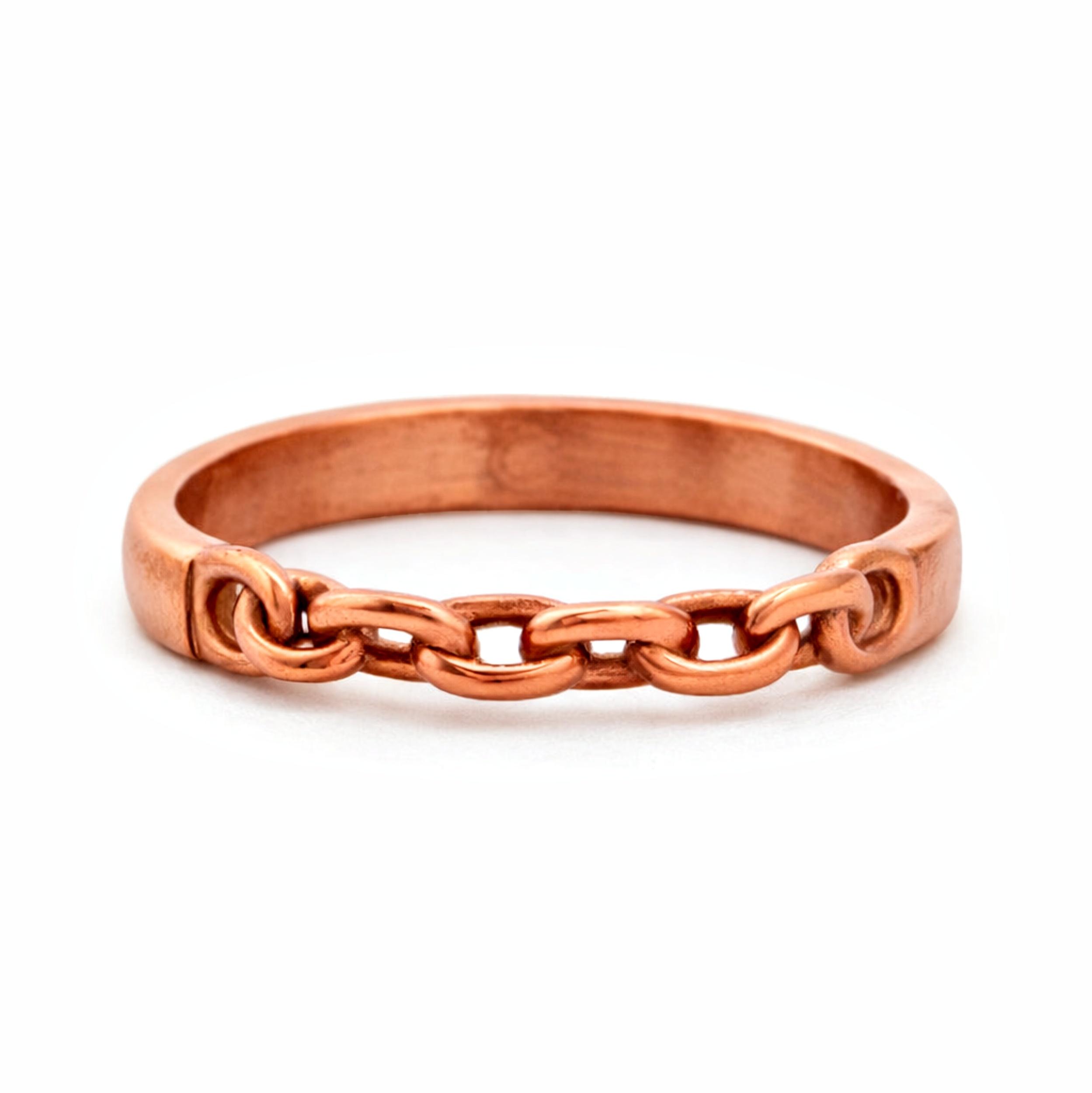 Pure Copper Chain Link Ring – Minimalist Handmade Copper Band, Dainty Everyday Stacking Ring 4 медный