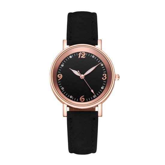 

Women Faux Leather Strap Watch Luminous Round Dial Analog Watch Minimalist Ladies Casual Formal Wristwatch Gifts for Her чорний