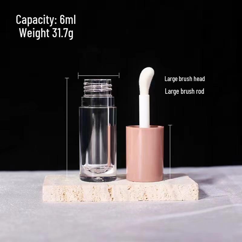Large Round Lip Glaze Tube with Brush, 6ML Capacity - Empty Packaging