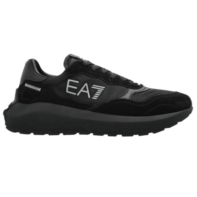 Emporio Armani EA7 Scarpe Casual Basse Punta Tonda Suola Spessa Tessuto Pelle Uomo sneaker Nero X8X186XK401D190