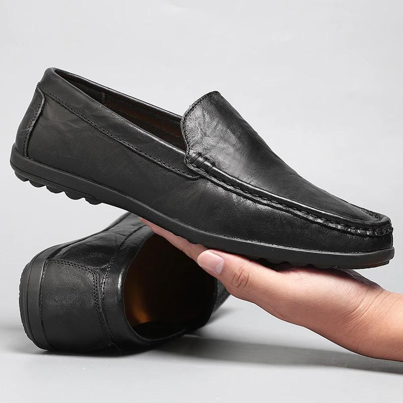 

Genuine Leather Men Shoes Casual Luxury Men Loafers Italian Moccasins Breathable Slip on Men Driving Shoes Chaussure Homme 38