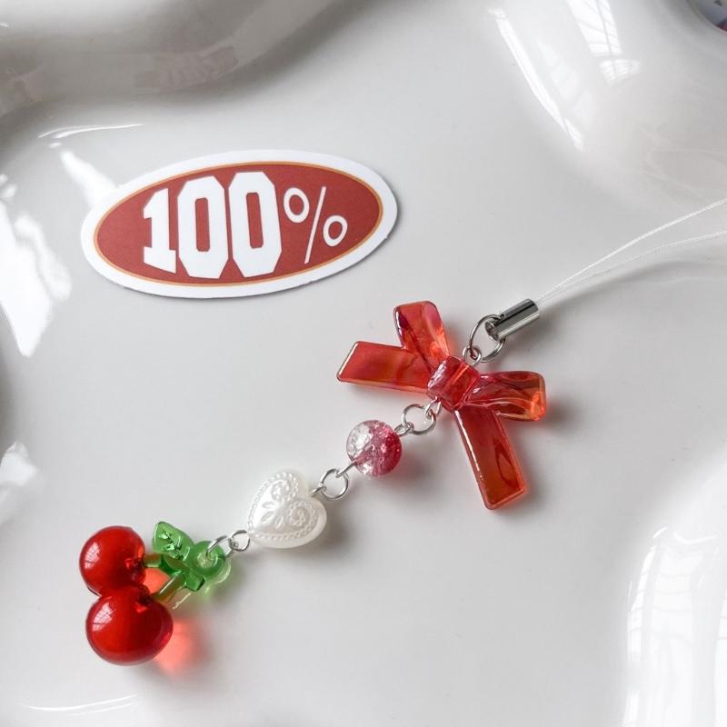 Backpack Decoration Cherry Bowknot Keyholder Women Girl Jewelry Ornament