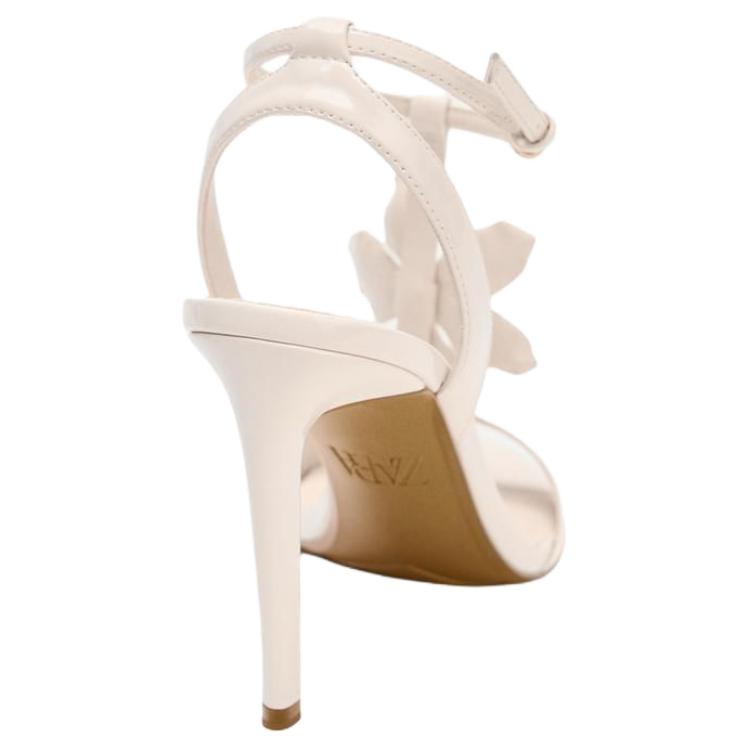 Zara Pu Elegant Open Toe Floral Decor Patent Effect High Heel Sandals 11Cm Women Sandals Pink 3317510604