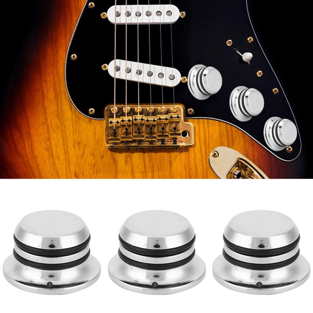 3PCS Metal Guitar Knobs Silver Color Bass Knobs Volume Control Knobs For Electric Guitar