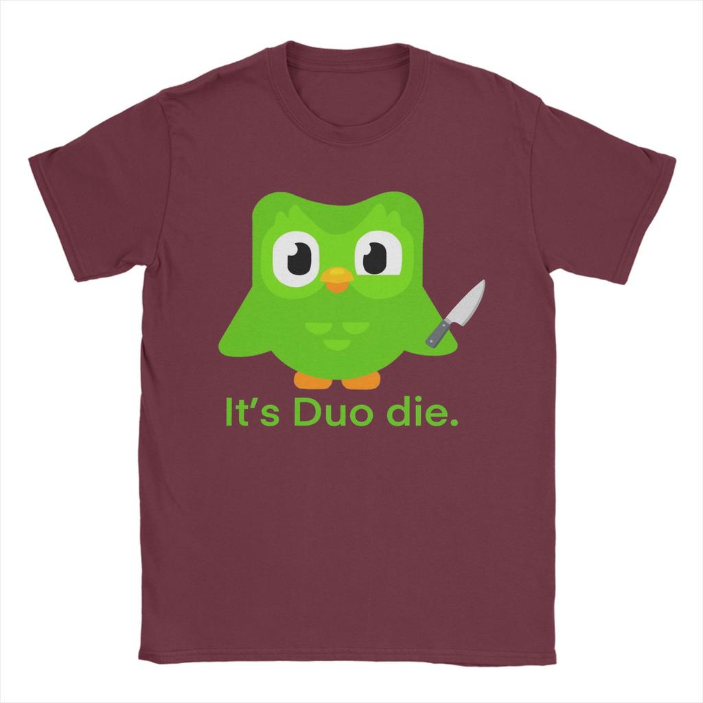 Funny Duolingo Meme (2) T-Shirt Men Vintage Cotton Tee Shirt O Neck Short Sleeve T Shirts Plus Size Clothes
