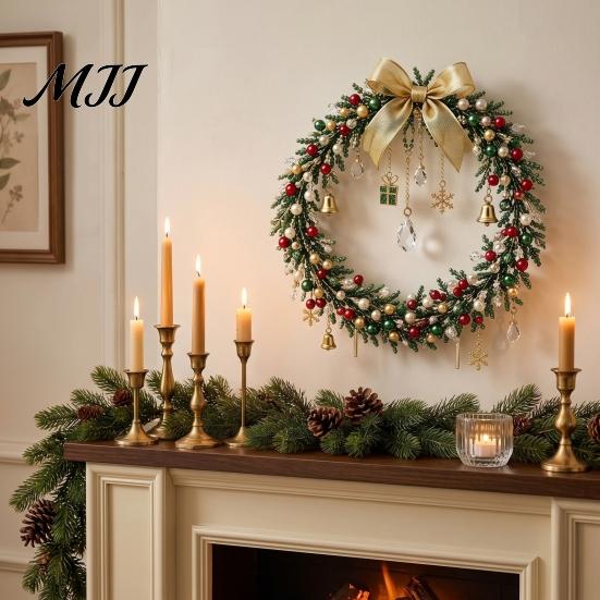 Fun Bead Projects for All Ages Beaded Christmas Wreath DIY Kit, Holiday Craft Kit with Colorful Beads Decorative & Ornament Charms, Seasonal