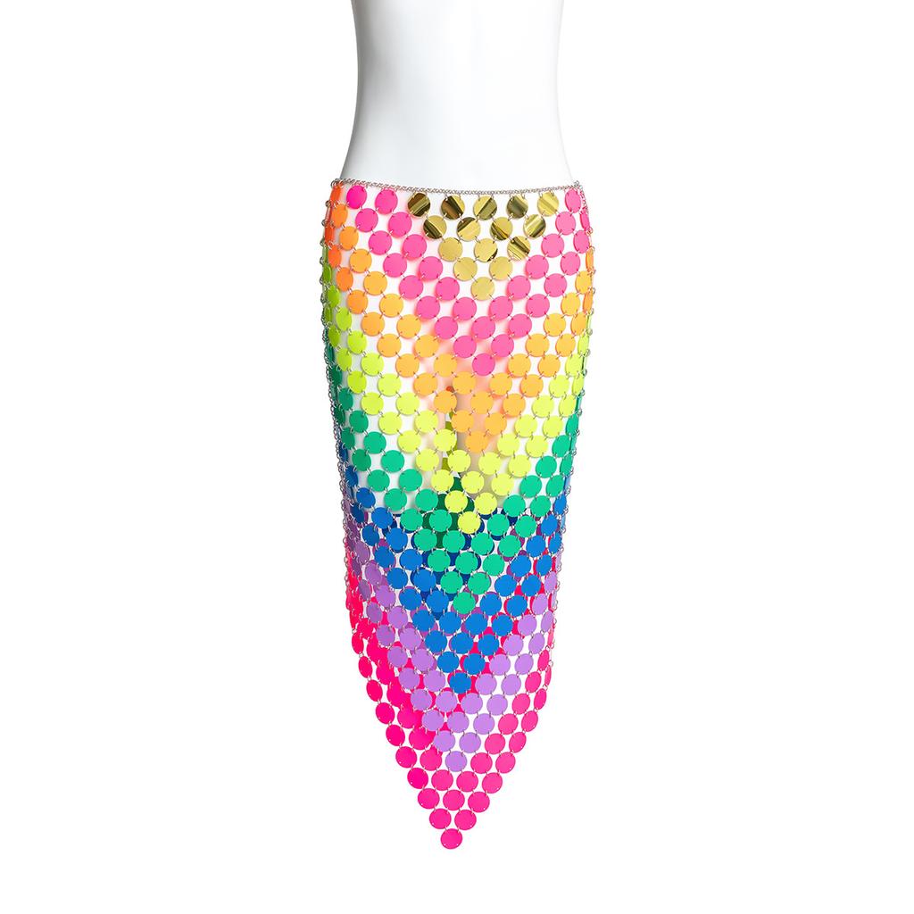 Beach show round body chain, sexy contrasting color color sequins handmade skirt for women