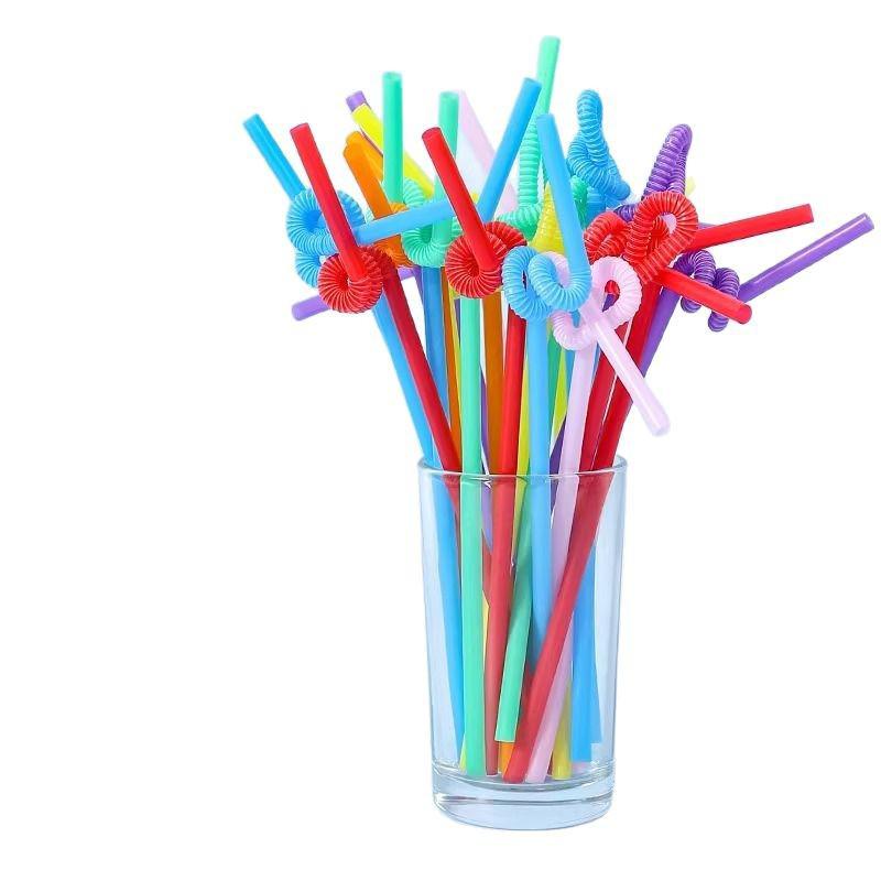 Disposable Colorful Art Straws - Creative Bendable Drinking Straws for Kids and Pregnant Women