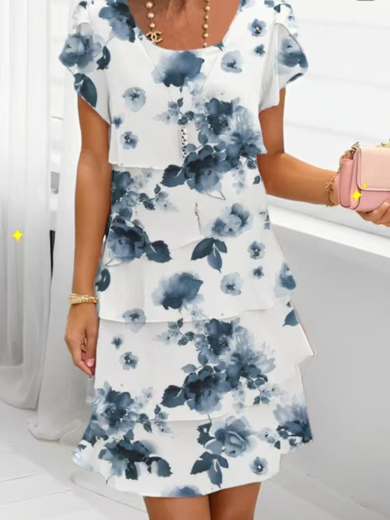 2026 Spring Women s 3D Digital Print Short Sleeve Dress XXL чирковый