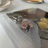 Adjustable Dazzling Silver Ring For Women Featuring Twisted Braids And Glam Rhinestone