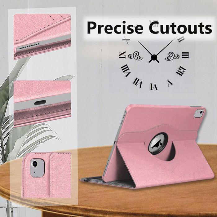 Coque + Verre Trempé - BOOLING - iPad Air 4/5 10,9" - Protection Cuir PU - Support Rotatif - Rose