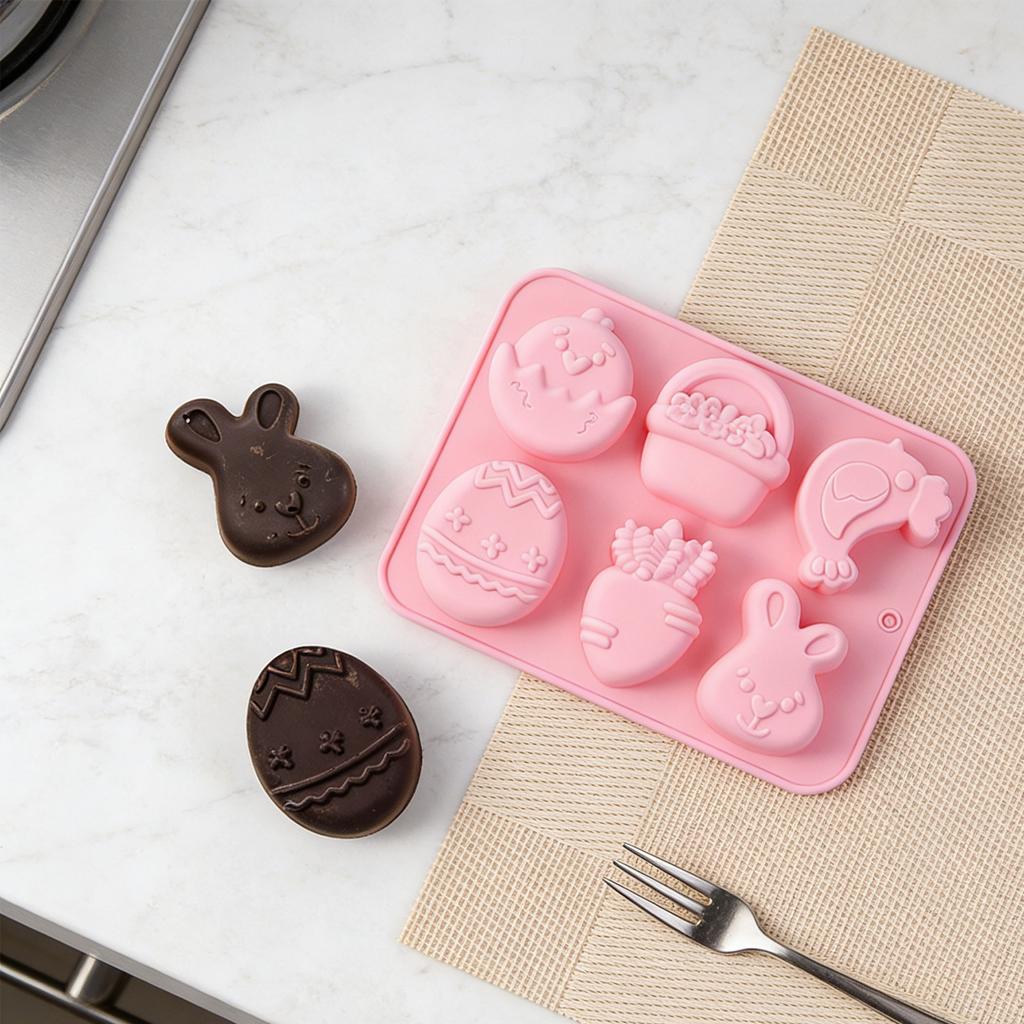 Cute Easter Bunny Silicone Mold – 6-Cavity 3D Cake And Dessert Mold