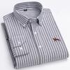 Basic Oxford Dress Shirt For Men Long Sleeve 100% Pure Cotton Solid  Casual Plaid Striped Social Business Male Regular-Fit S-6XL