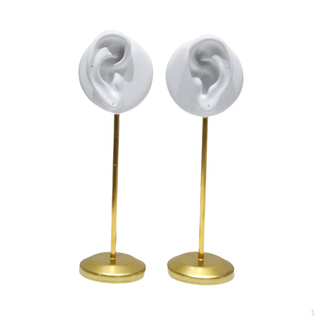 2 ear shaped Stud Holder Round Base Model Photography Prop Gifts Earring Display Stand for