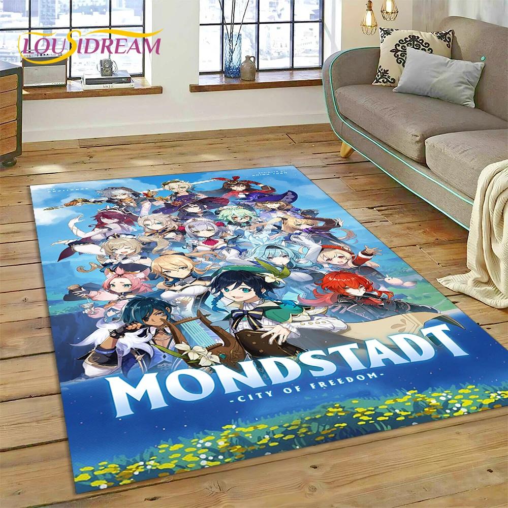 3D Latest Genshin Impact Cartoon Game Rug Carpet for Living Room Bedroom Home Decor,Floor Mat Non-slip Decoration for Sofa Gift