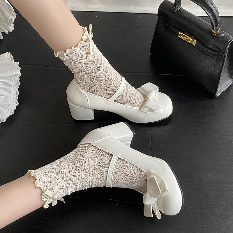 Spring Autumn Mary Jane Shoes Pink White Fashion Shallow Round Toe Mid Heel Shoes Ladies Elegant Outdoor Single Pumps Shoes