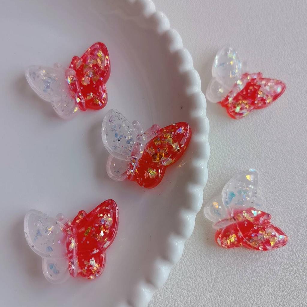 100Pcs Mix Gradient Glitter Animal Butterfly Flatback Cabochons for Hairpin Phone Case Scrapbooking DIY Jewelry Craft Decoration
