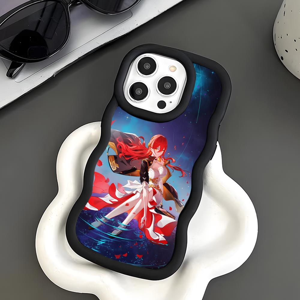 HSR Himeko Coque de téléphone portable en TPU à bord ondulé pour iPhone 17 16 15 14 13 12 11 Air Pro Max Plus Coque colorée