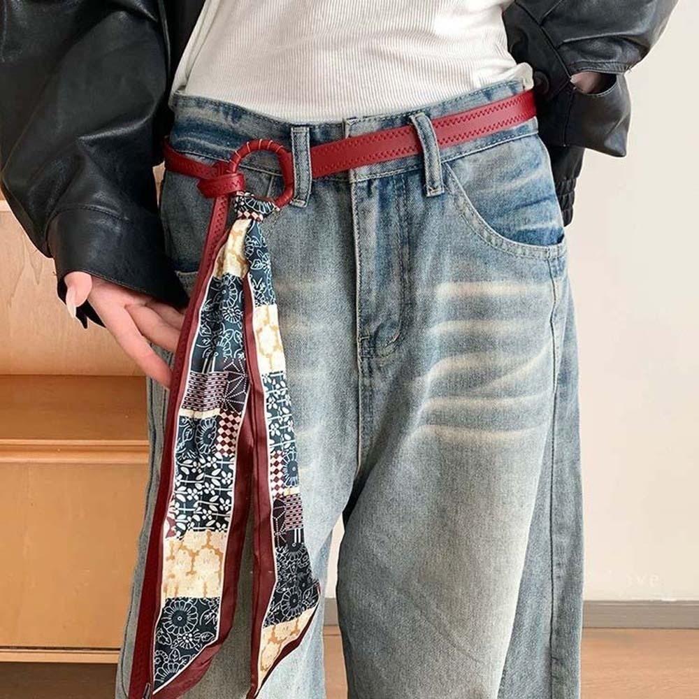 Ethnic Style Retro Jacquard Waistband Bohemian Style Silk Tie Design Belt Cashew Printed Belt  Suit