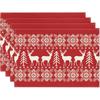 Artoid Mode Fair Isle Pattern Deers Christmas Placemats Set of 4, 12x18 Inch Winter Table Mats for Table Runner Party Kitchen Dining Decoration