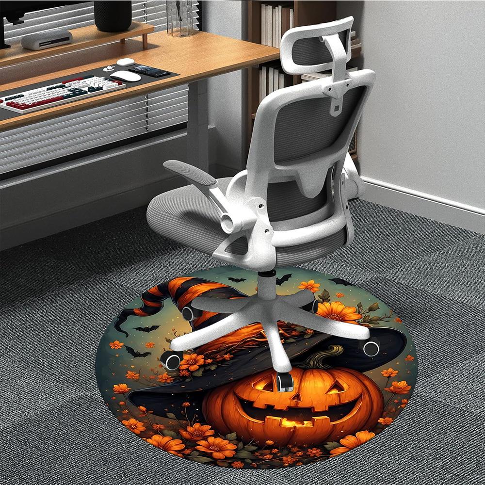1pc Halloween Pumpkin Hat Chair Carpet for Office, , Non-slip carpet, Very suitable for offices, farmhouses,Outdoor carpet yy251120069 80cm by 80cm