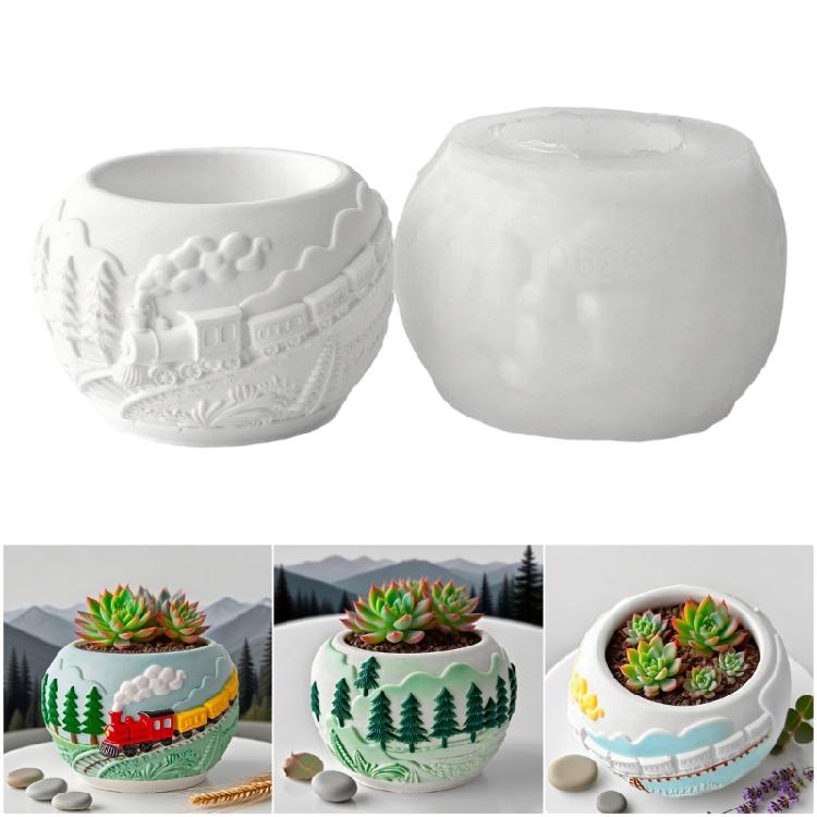 Multifunktionale Silikon-Handgefertigte Form Kleiner Zugmuster Blumentopf-Formen Geeignet für Harzschmuck Pflanzgefäße Projekte