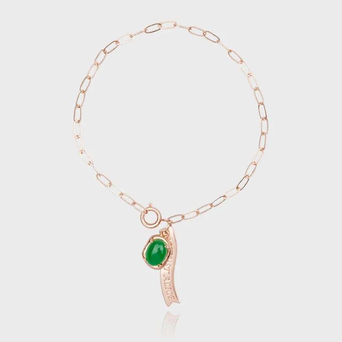 Green Cabochon Oval Chain Tag Bracelet [Green Cabochon Oval Chain Tag Bracelet_3