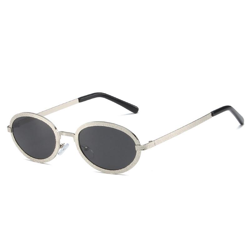 

SO&EI Fashion Oval Women Luxury Sunglasses Retro Metal Frame Mirror Shades UV400 Men Trending Sun Glasses As the picture серебряный серый
