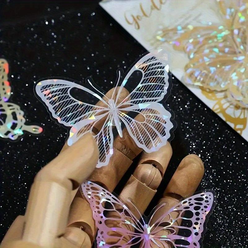 60 Stück Schmetterling Spitze Hohl Aufkleber - Retro Handkonto DIY Journal Zubehör, Scrapbooking Dekorationen, Selbstklebend, Aufkleber