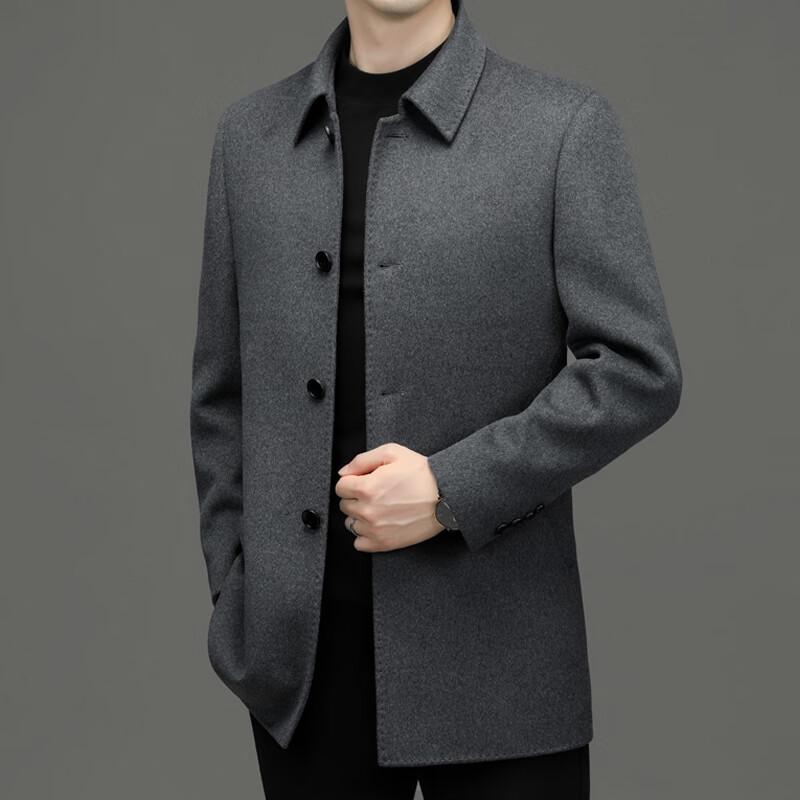 Men's Lapel Wool Blend Mid-length Business Casual Coat