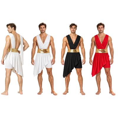 Atuendo de Cosplay Griego Antiguo para Hombre Vestido Ruched con Caída con Pantalones Cortos Integrados Cinturón Metálico para Fiesta de Halloween Mascarada