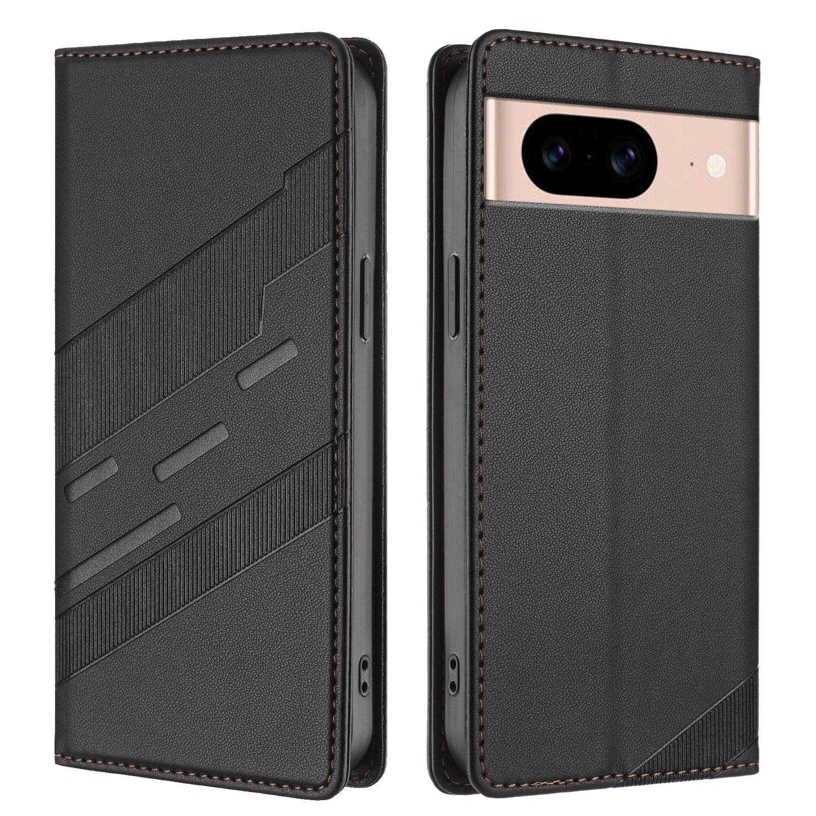 

Для Google Pixel 8a Чехлы для телефона Панк Стиль Тисненый Кошелек Подставка Кожаный Чехол Black