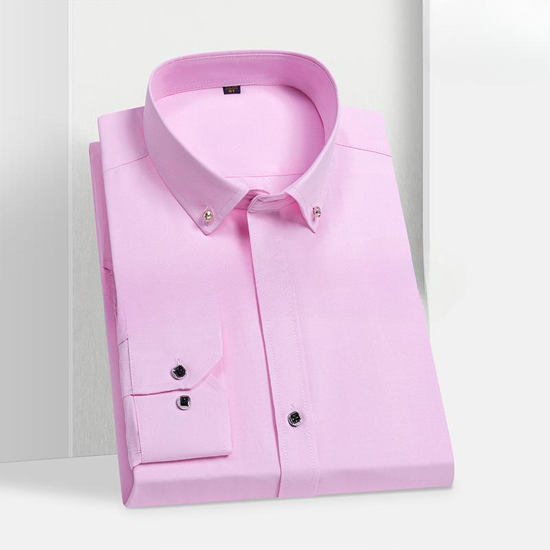 Shirt Men's Long Sleeved Middle-aged Young Business Casual Formal Wear Professional Wear Solid Color Cotton Slim Fit Shirts Men’s