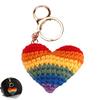 Knitted Pendant Rainbow Color Heart Flower Shape Crochet Keychain Soft Cotton Thread Handmade Bag Charm Car Keys Backpack Accessory