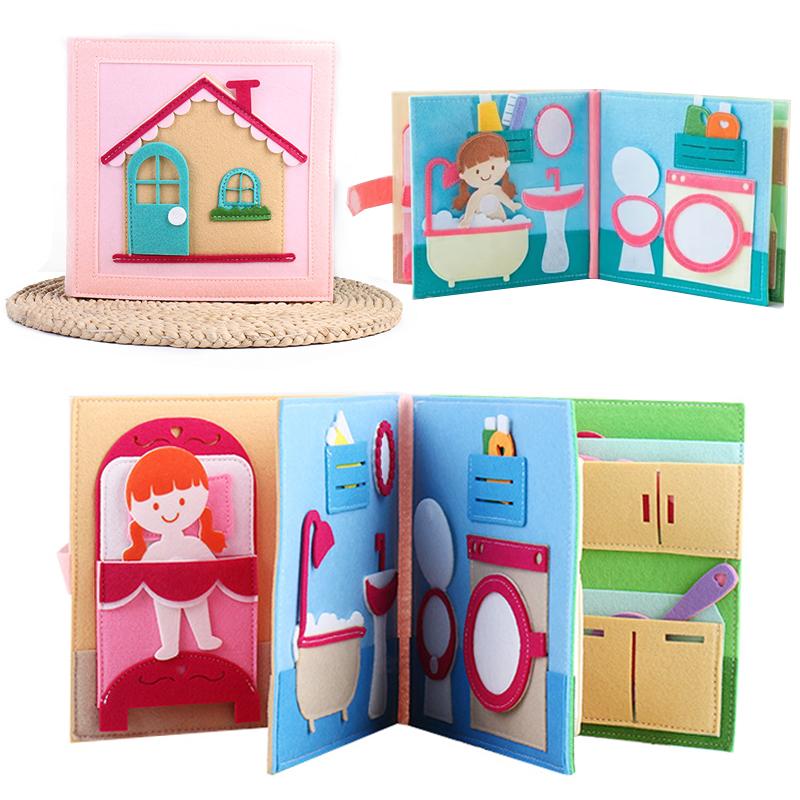 Toddlers Montessori Toy Busy Book 3D Baby Story Cloth Activities Felt Quite Book Board Preschool Learning Education Travel Toys